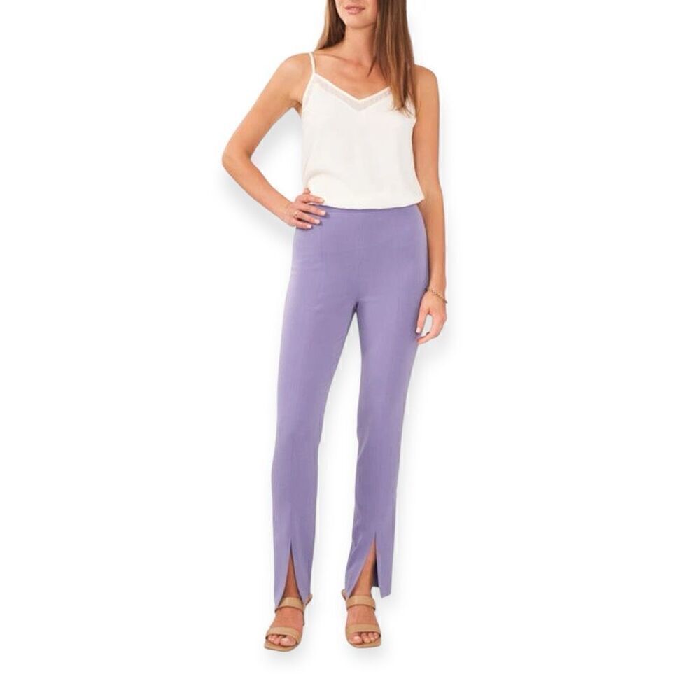 1.STATE Front Slit Stretch Crepe Pants in Purple Twilight Size 16W NEW